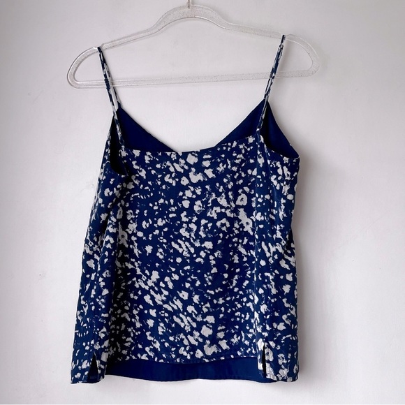 L'Agence Blue White Cheetah Jane V Neck 100% Silk Camisole Tank Top S - Picture 5 of 5